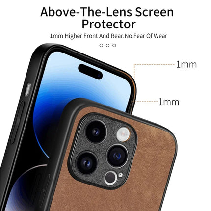 For iPhone 13 Pro Max 6.7 inch Case Shockproof Slim Retro Leather Phone Back Cover