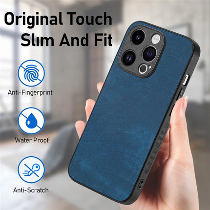 For iPhone 13 Pro Max 6.7 inch Case Shockproof Slim Retro Leather Phone Back Cover