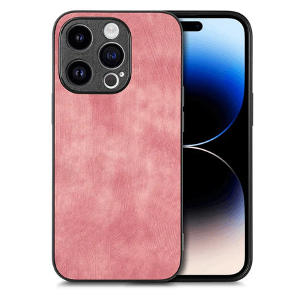 For iPhone 13 Pro Max 6.7 inch Case Shockproof Slim Retro Leather Phone Back Cover - Pink