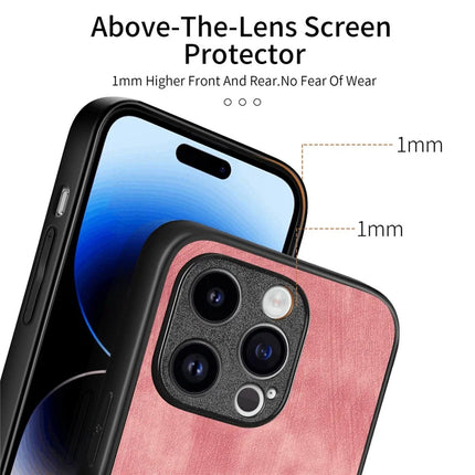 For iPhone 13 Pro Max 6.7 inch Case Shockproof Slim Retro Leather Phone Back Cover