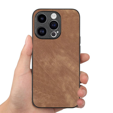 For iPhone 12 Pro Max 6.7 inch Case Shockproof Slim Retro Leather Phone Back Cover