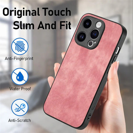 For iPhone 12 Pro Max 6.7 inch Case Shockproof Slim Retro Leather Phone Back Cover