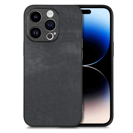 For iPhone 12 Pro Max 6.7 inch Case Shockproof Slim Retro Leather Phone Back Cover - Black