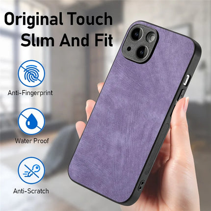 For iPhone 14 Case Shockproof Slim Retro Leather Phone Back Cover