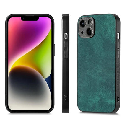 For iPhone 14 Case Shockproof Slim Retro Leather Phone Back Cover
