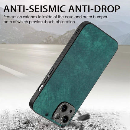 For iPhone 14 Case Shockproof Slim Retro Leather Phone Back Cover