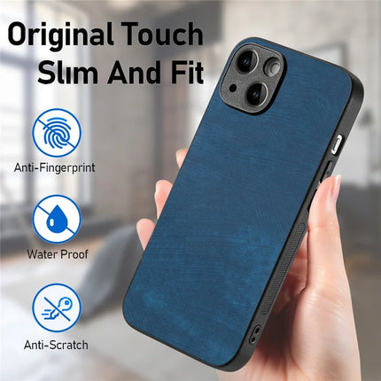 For iPhone 14 Case Shockproof Slim Retro Leather Phone Back Cover