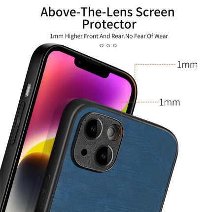 For iPhone 14 Case Shockproof Slim Retro Leather Phone Back Cover