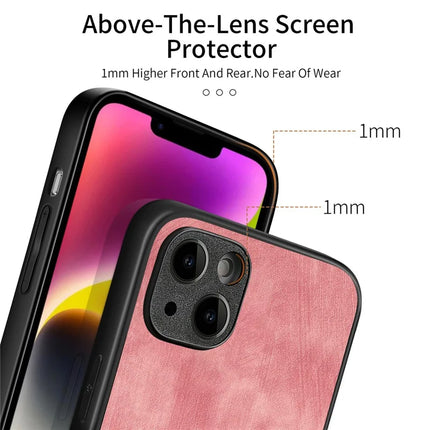 For iPhone 14 Case Shockproof Slim Retro Leather Phone Back Cover