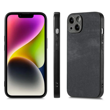 For iPhone 14 Case Shockproof Slim Retro Leather Phone Back Cover