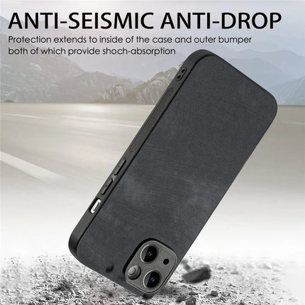 For iPhone 14 Case Shockproof Slim Retro Leather Phone Back Cover