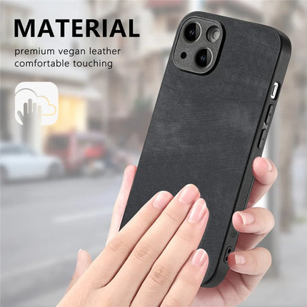 For iPhone 14 Case Shockproof Slim Retro Leather Phone Back Cover