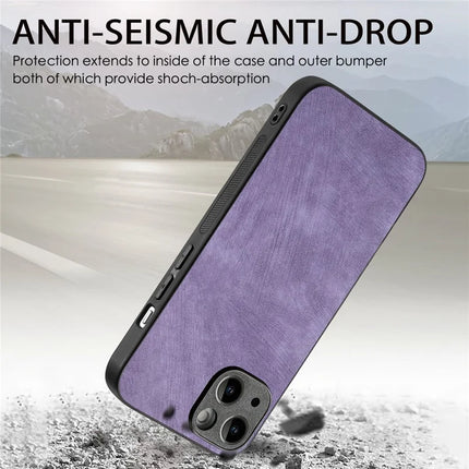 For iPhone 13 6.1 inch Case Shockproof Slim Retro Leather Phone Back Cover