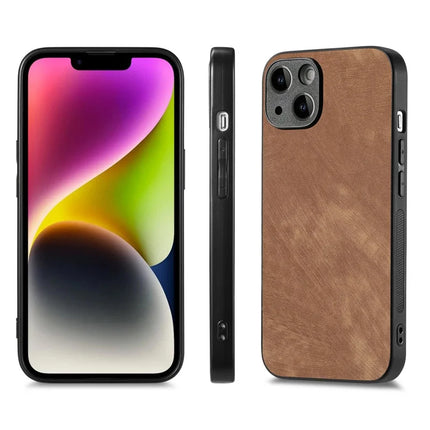 For iPhone 13 6.1 inch Case Shockproof Slim Retro Leather Phone Back Cover