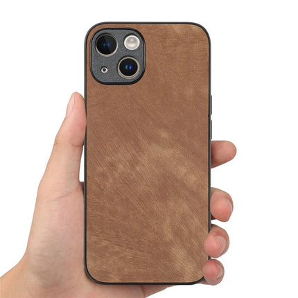 For iPhone 13 6.1 inch Case Shockproof Slim Retro Leather Phone Back Cover