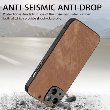 For iPhone 13 6.1 inch Case Shockproof Slim Retro Leather Phone Back Cover