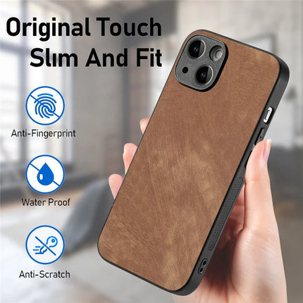 For iPhone 13 6.1 inch Case Shockproof Slim Retro Leather Phone Back Cover