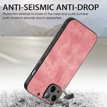 For iPhone 13 6.1 inch Case Shockproof Slim Retro Leather Phone Back Cover