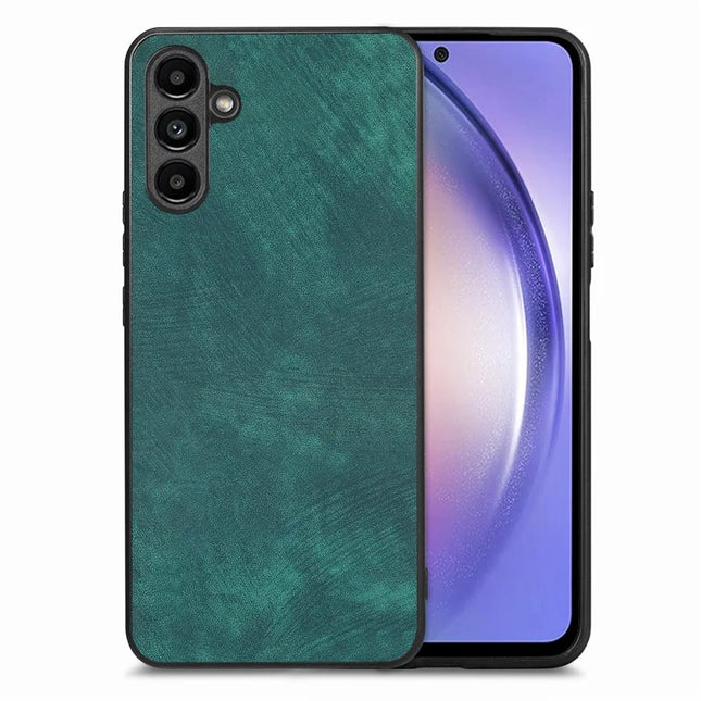 For Samsung Galaxy A55 5G Case Shockproof Slim Retro Leather Phone Back Cover - Green