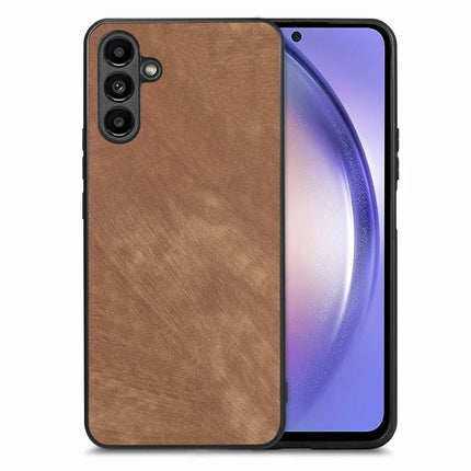 For Samsung Galaxy A55 5G Case Shockproof Slim Retro Leather Phone Back Cover - Brown