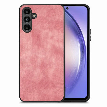 For Samsung Galaxy A55 5G Case Shockproof Slim Retro Leather Phone Back Cover - Pink