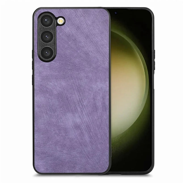 For Samsung Galaxy S22 5G Case Shockproof Slim Retro Leather Phone Back Cover - Purple