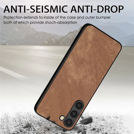 For Samsung Galaxy S22 5G Case Shockproof Slim Retro Leather Phone Back Cover