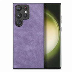 For Samsung Galaxy S22 Ultra 5G Case Shockproof Slim Retro Leather Phone Back Cover - Purple