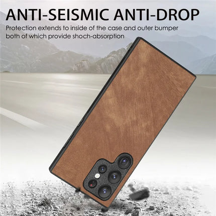 For Samsung Galaxy S22 Ultra 5G Case Shockproof Slim Retro Leather Phone Back Cover