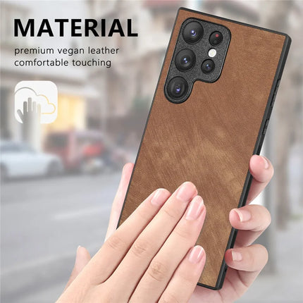 For Samsung Galaxy S22 Ultra 5G Case Shockproof Slim Retro Leather Phone Back Cover