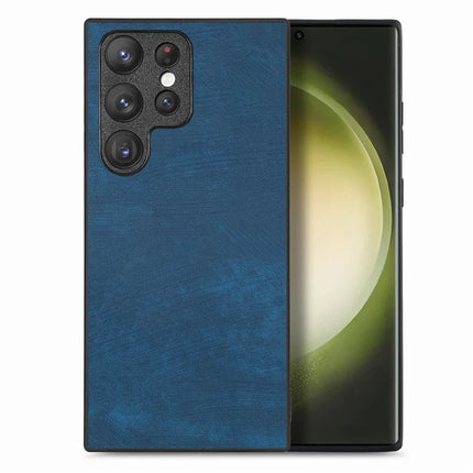 For Samsung Galaxy S22 Ultra 5G Case Shockproof Slim Retro Leather Phone Back Cover - Blue