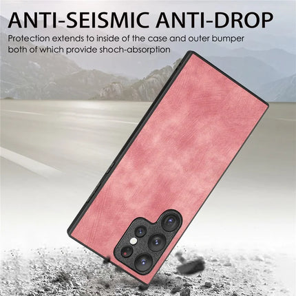 For Samsung Galaxy S22 Ultra 5G Case Shockproof Slim Retro Leather Phone Back Cover