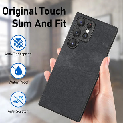For Samsung Galaxy S22 Ultra 5G Case Shockproof Slim Retro Leather Phone Back Cover
