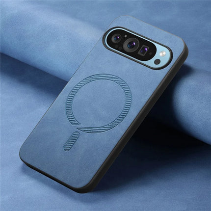 For Google Pixel 9 Pro / Google Pixel 9 Leather Back Case Compatible with MagSafe Skin-touch Phone Cover