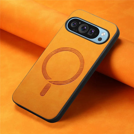 For Google Pixel 9 Pro / Google Pixel 9 Leather Back Case Compatible with MagSafe Skin-touch Phone Cover