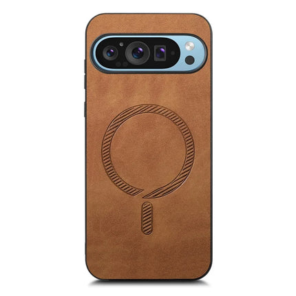 For Google Pixel 9 Pro / Google Pixel 9 Leather Back Case Compatible with MagSafe Skin-touch Phone Cover