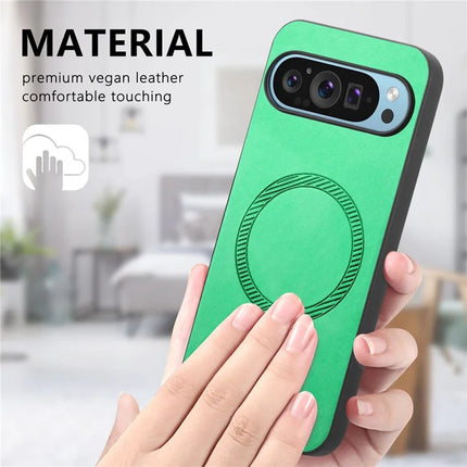 For Google Pixel 9 Pro / Google Pixel 9 Leather Back Case Compatible with MagSafe Skin-touch Phone Cover
