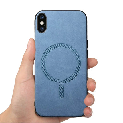 For iPhone XS Max 6.5 inch Leather Back Case Compatible with MagSafe Skin-touch Phone Cover