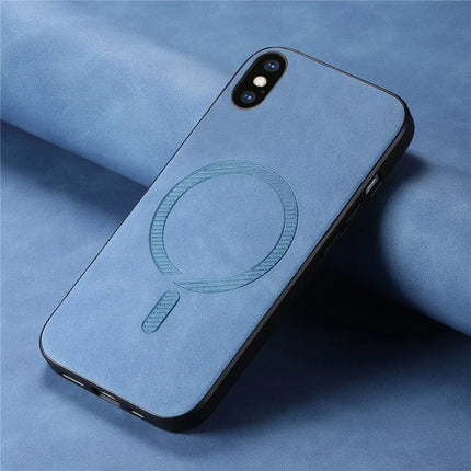 For iPhone XS Max 6.5 inch Leather Back Case Compatible with MagSafe Skin-touch Phone Cover