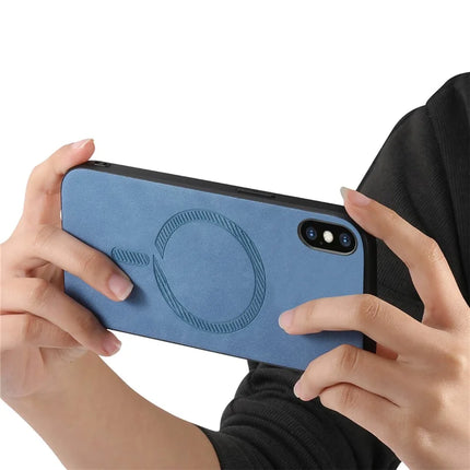 For iPhone XS Max 6.5 inch Leather Back Case Compatible with MagSafe Skin-touch Phone Cover