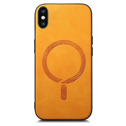 For iPhone XS Max 6.5 inch Leather Back Case Compatible with MagSafe Skin-touch Phone Cover