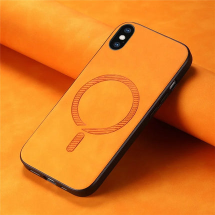 For iPhone XS Max 6.5 inch Leather Back Case Compatible with MagSafe Skin-touch Phone Cover
