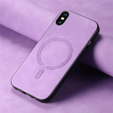 For iPhone XS Max 6.5 inch Leather Back Case Compatible with MagSafe Skin-touch Phone Cover