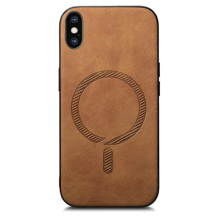 For iPhone XS Max 6.5 inch Leather Back Case Compatible with MagSafe Skin-touch Phone Cover