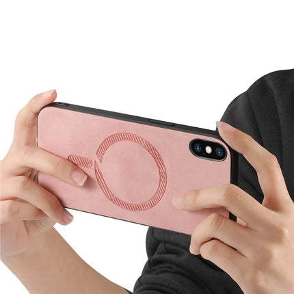 For iPhone XS Max 6.5 inch Leather Back Case Compatible with MagSafe Skin-touch Phone Cover
