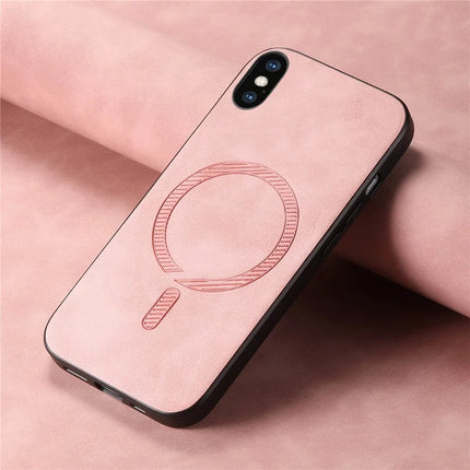 For iPhone XS Max 6.5 inch Leather Back Case Compatible with MagSafe Skin-touch Phone Cover