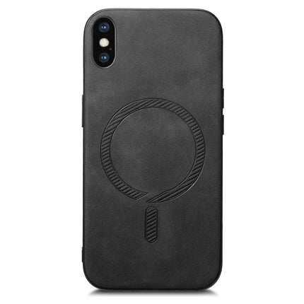 For iPhone XS Max 6.5 inch Leather Back Case Compatible with MagSafe Skin-touch Phone Cover