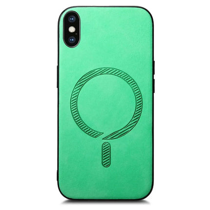For iPhone XS Max 6.5 inch Leather Back Case Compatible with MagSafe Skin-touch Phone Cover
