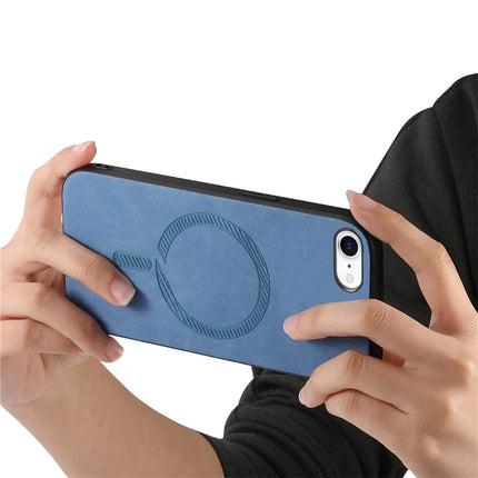 For iPhone 16e Leather Back Case Compatible with MagSafe Skin-Touch Phone Cover