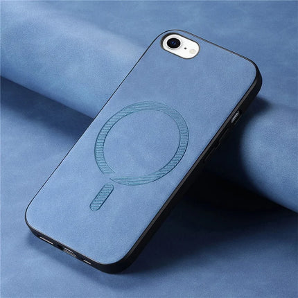 For iPhone 16e Leather Back Case Compatible with MagSafe Skin-Touch Phone Cover